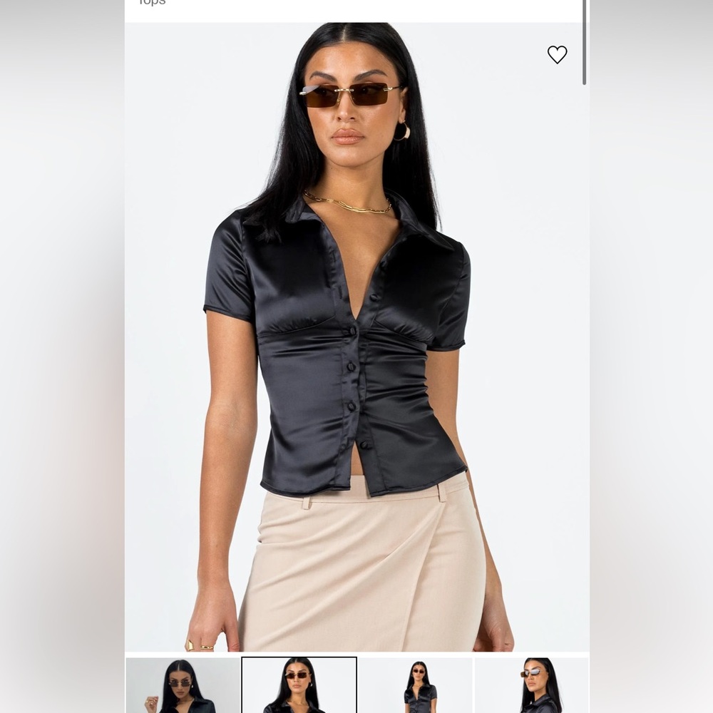 Princess Polly Black Satin Bessie Top